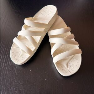 Crocs Women's Splash Strappy Sandals in the color bone size 7